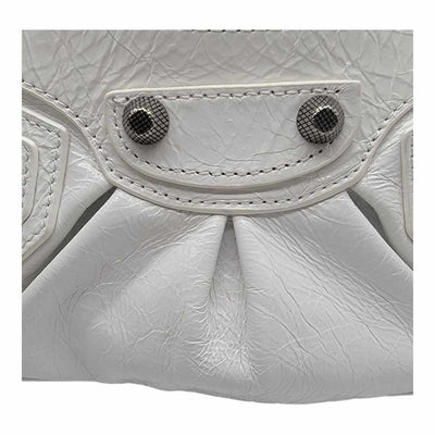 Balenciaga  Le Cagole Texas Shoulder Bag In White Faux Leather