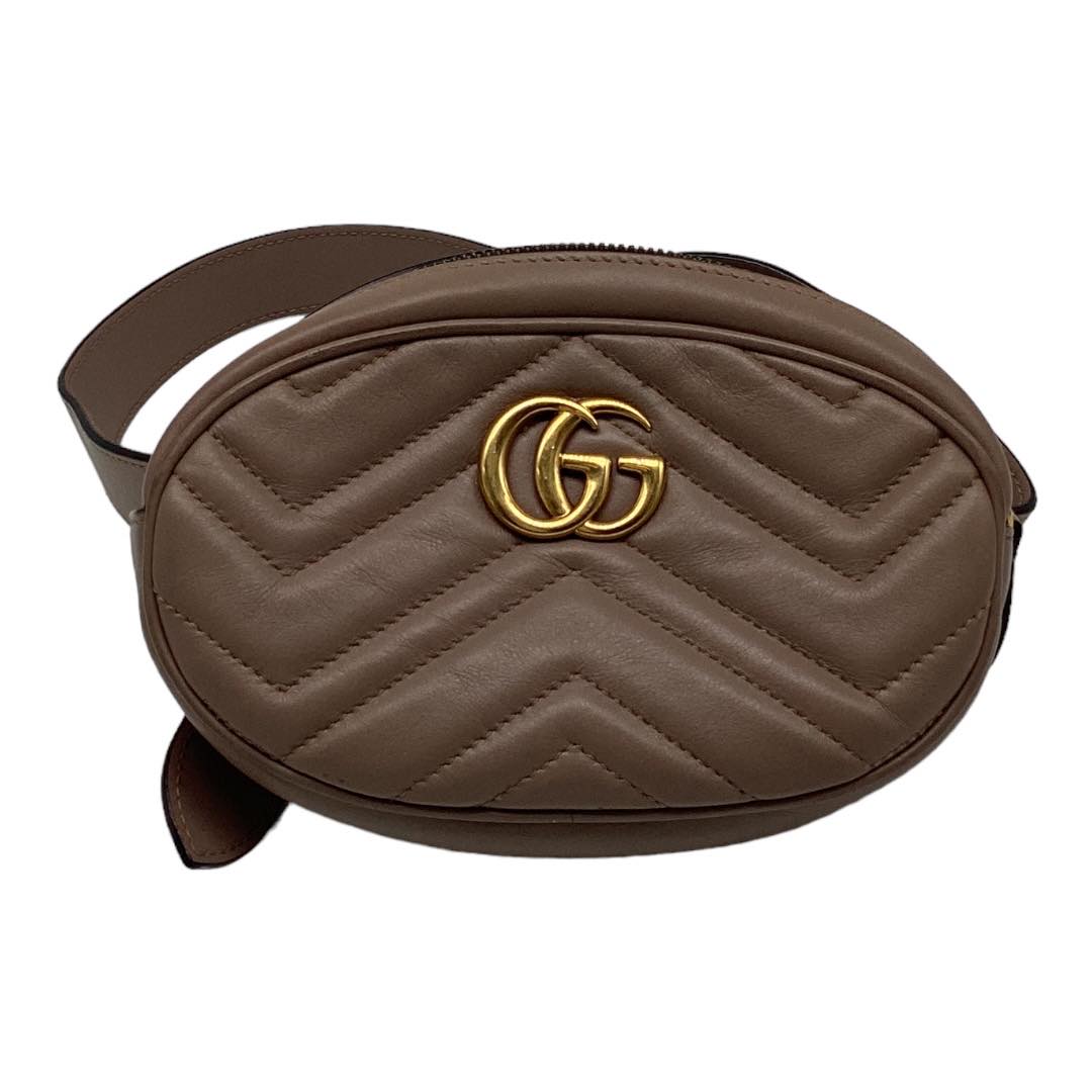 GUCCI Calfskin Mini GG Marmont Chain Shoulder Bag