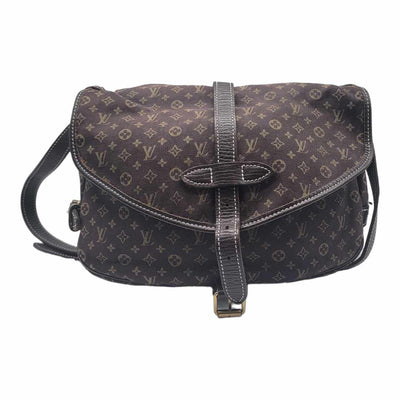 Louis Vuitton Saumur MM Ebene Brown Monogram Mini Lin Shoulder Bag