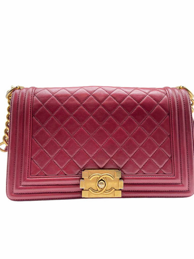 Chanel Boy  Burgundy Flap Bag Quilted Lambskin