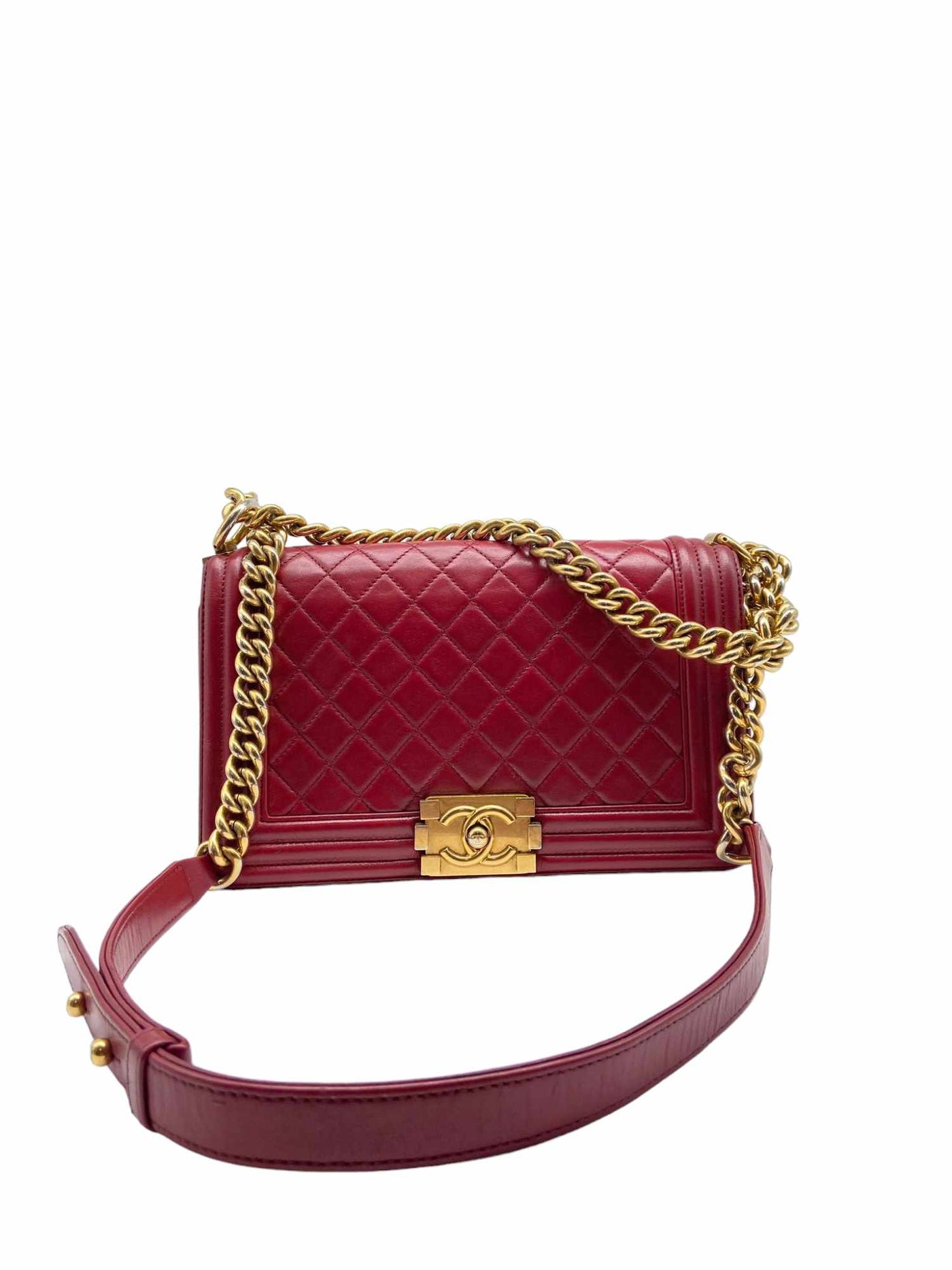 Chanel Boy  Burgundy Flap Bag Quilted Lambskin