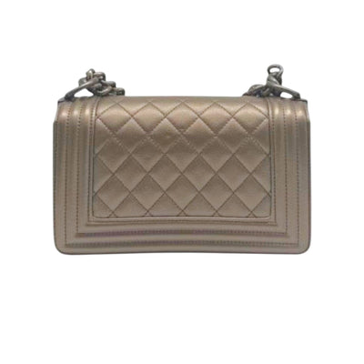 CHANEL Boy Matelasse Crossbody Bag In Bronze Gold
