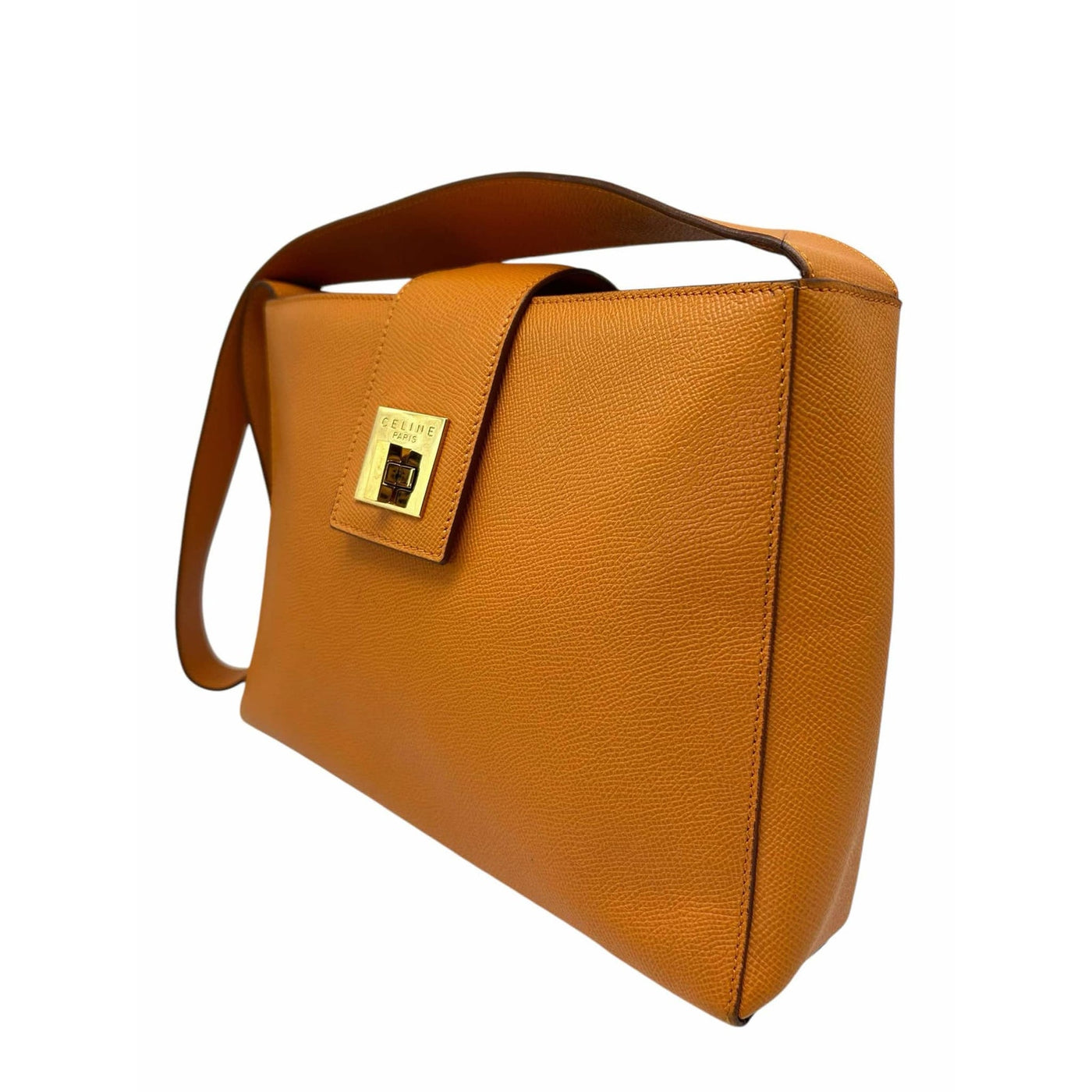 Bolso de hombro de piel color naranja de Celine