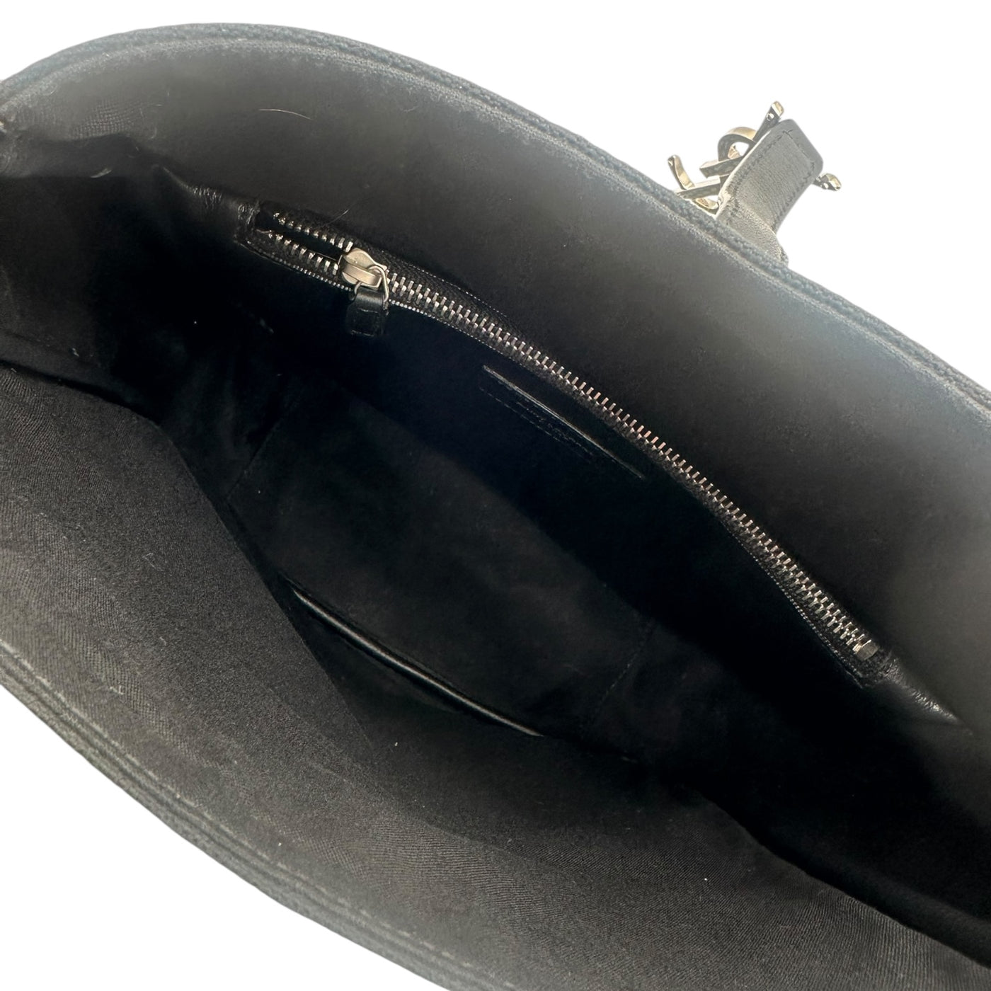 YSL Black Studded Hobo Shoulder Bag