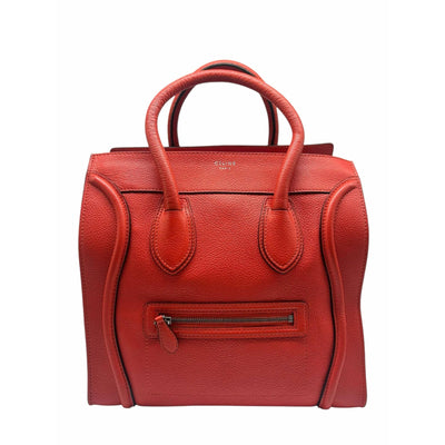 Pre Owned Celine Nano Tote Bag Smooth Leather Micro Red