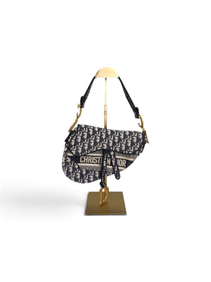 Christian Dior Lambskin Oblique Logo Saddle Bag Jumbo