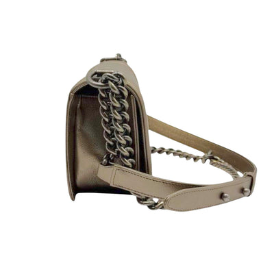 CHANEL Boy Matelasse Crossbody Bag In Bronze Gold