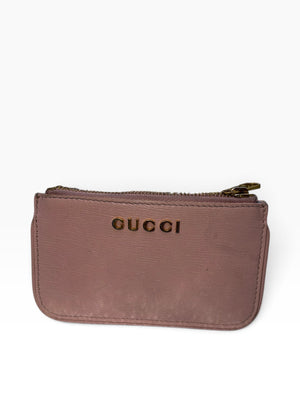 Gucci pink leather key case and coin purse