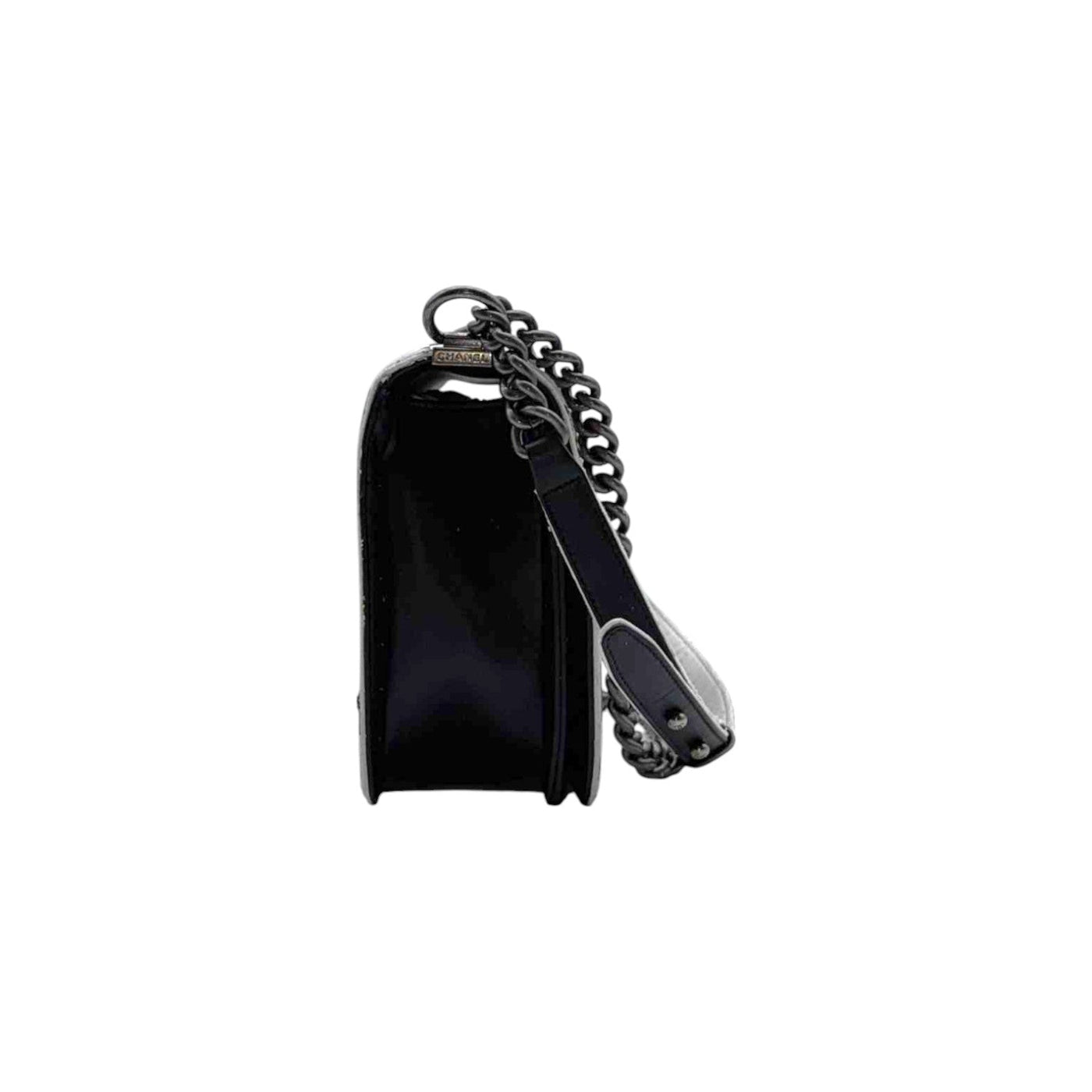 CHANEL Boy Lambskin Black And White Shoulder Bag