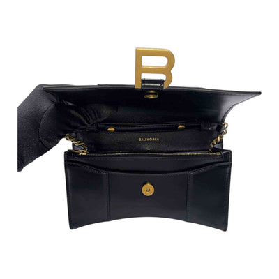 Balenciaga Hourglass Leather Wallet On Chain In Black