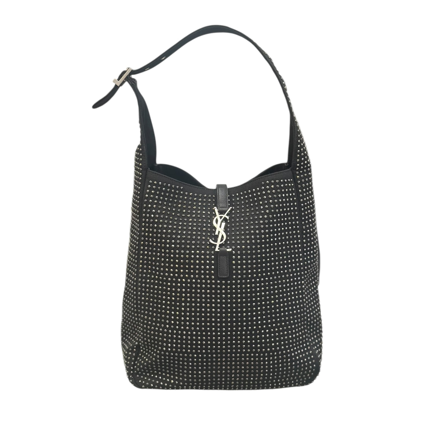 YSL Black Studded Hobo Shoulder Bag