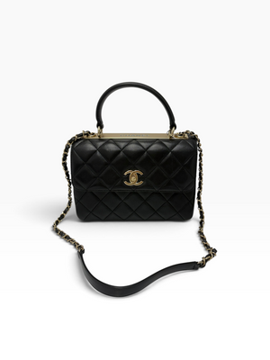 CHANEL BLACK QUILTED LAMBSKIN