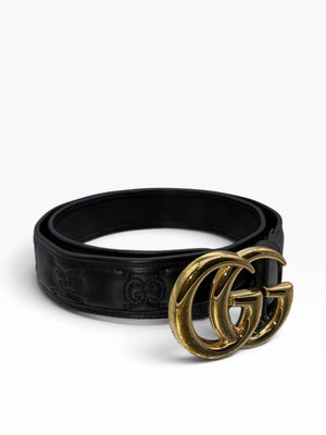 Gucci Double G Logo Leather Belt Size S