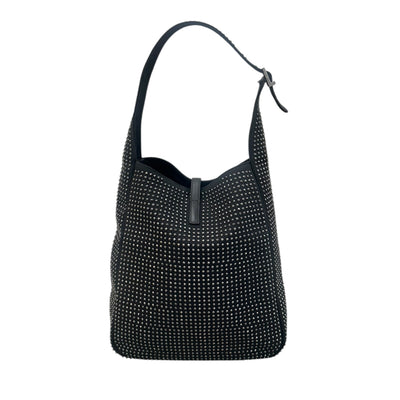 YSL Black Studded Hobo Shoulder Bag