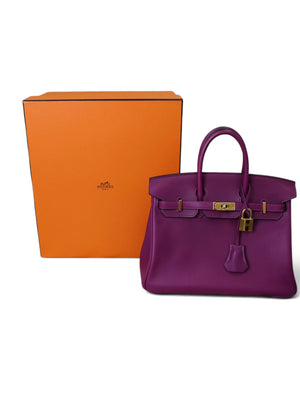Birkin Handbag Anemone Swift with Gold Hardware 25 2019