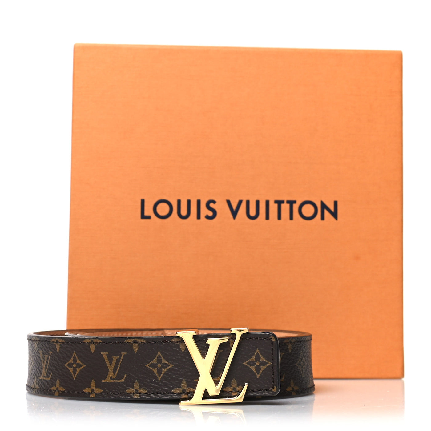 LOUIS VUITTON MONOGRAM LV INITIALS LEATHER BELT