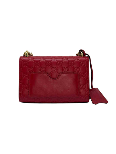 GUCCI 449242 Red Embossed Leather Shoulder Bag