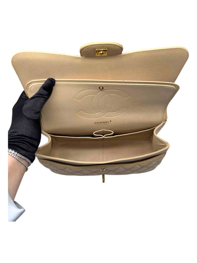 Chanel Double Flap Jumbo Bag In Beige