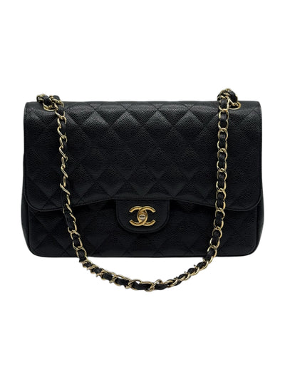 CHANEL Double Flap Jumbo Handbag in Black