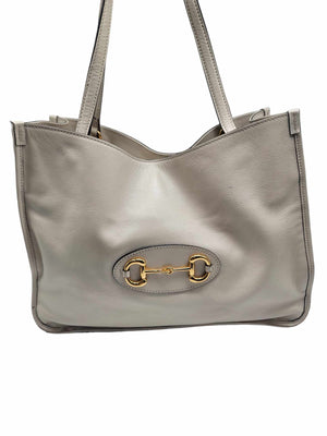 GUCCI LEATHER Tote Bags Horsebit Tote Bag in Beige