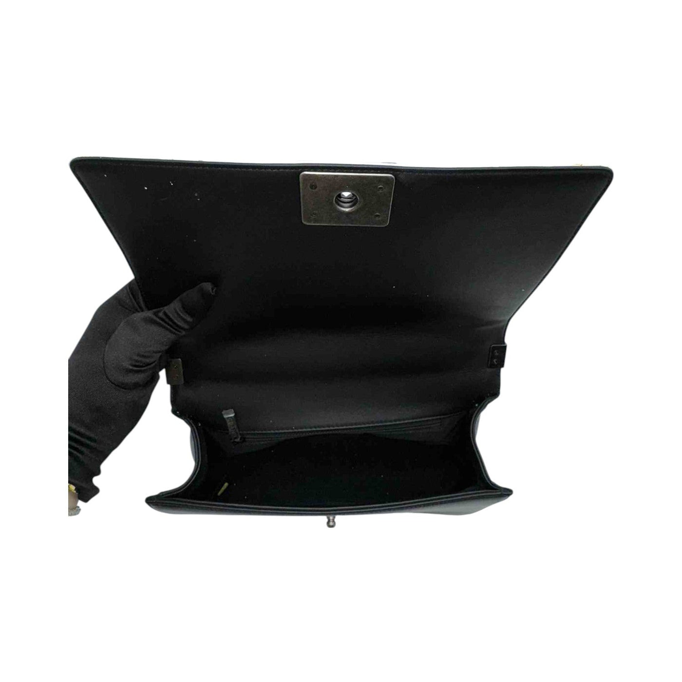 CHANEL Boy Lambskin Black And White Shoulder Bag