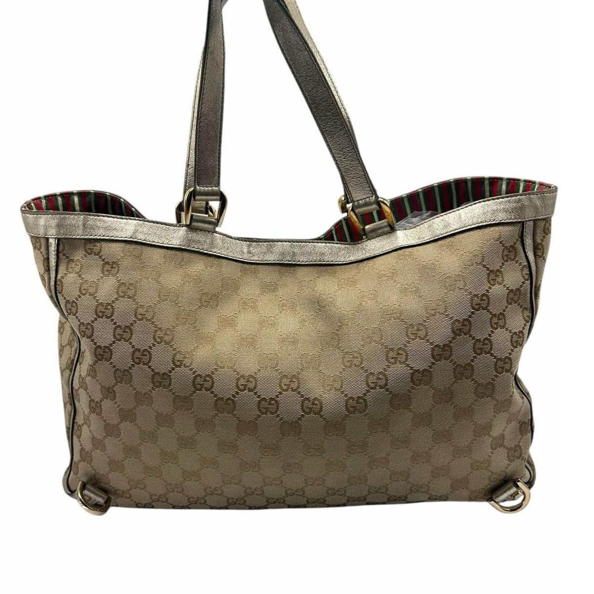 Pre Owned Gucci Abbey Tote Bag GG Canvas Light Brown