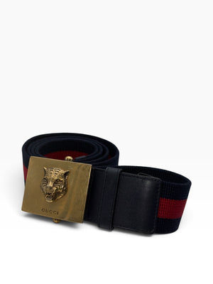 Gucci Sylvie Web Accent Canvas Belt Size: M