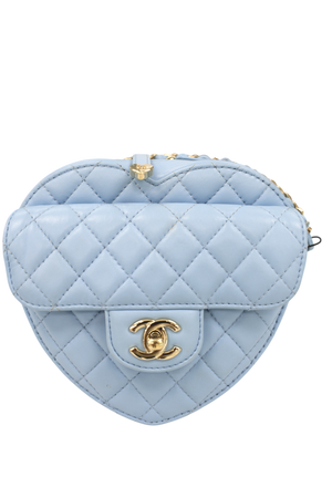 CHANEL LIGHT BLUE CC LOVE HEART HANDBAG