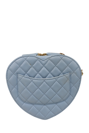 CHANEL LIGHT BLUE CC LOVE HEART HANDBAG