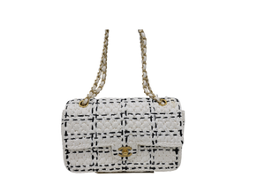 CHANEL RAFFIA EFFECT TWEEDY FLAP