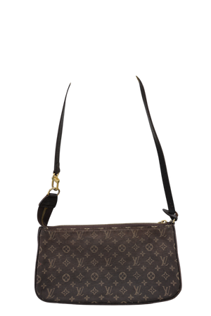 LOUIS VUITTON POCHETTE ACCESSORIES IN BROWN MONOGRAM MINI LIN FABRIC