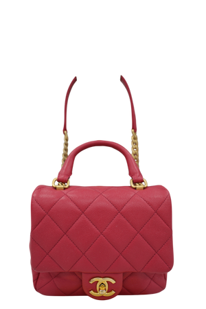 CHANEL QUILTED TOP HANDLE FLAP HANDBAG